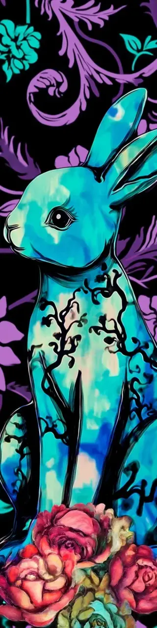 Free printable branches on blue bunny bookmark