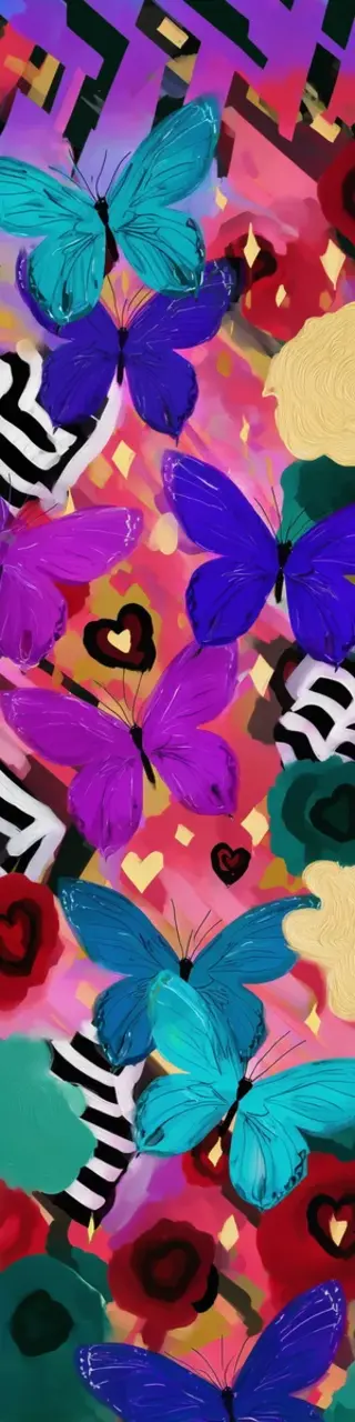 Free printable bright abstract butterflies bookmark