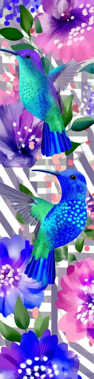 Free printable bright blue hummingbirds bookmark