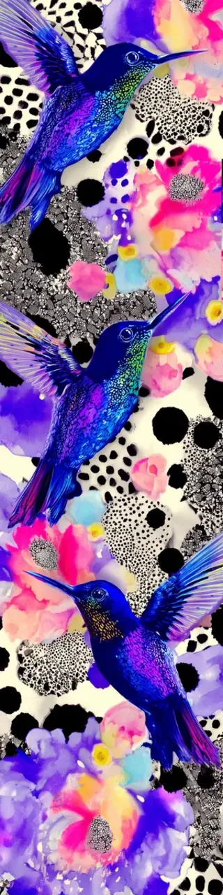 Free printable bright blue purple hummingbirds bookmark