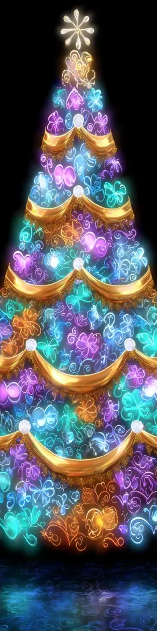 Free printable gold ribbon Christmas tree bookmark