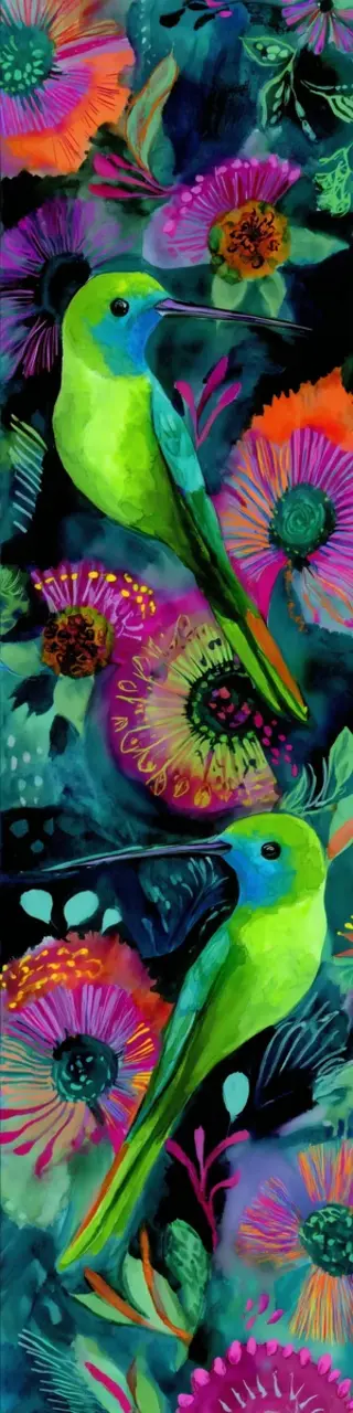 Free printable bright green hummingbirds bookmark