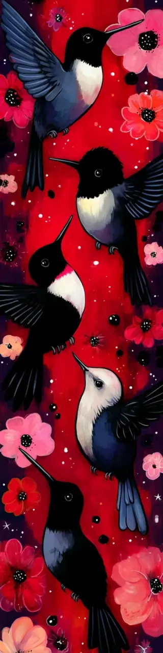 Free printable bright red birds bookmark