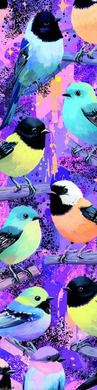 Free printable budgies on purple bookmark