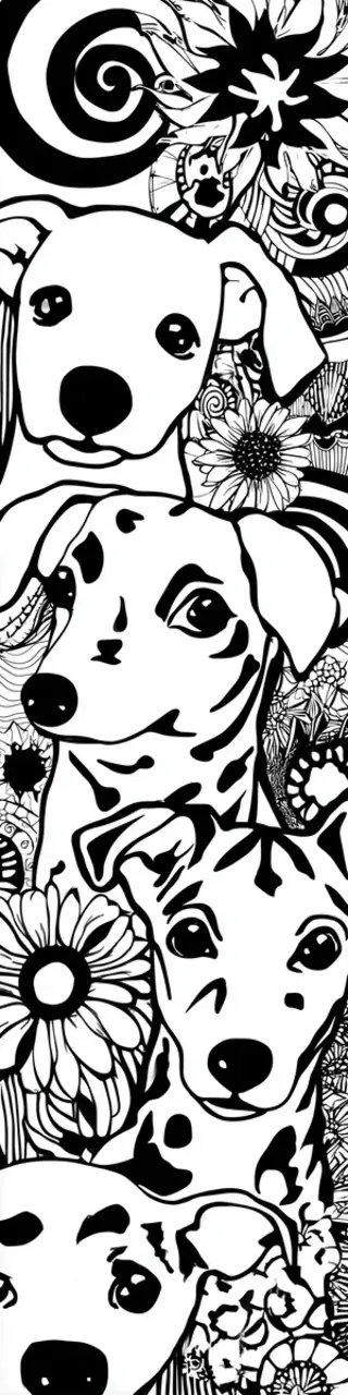 Free printable bunch of dogs coloring bookmark