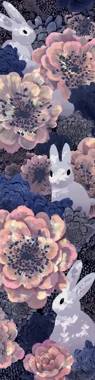 Free printable bunnies and flowers bookmark