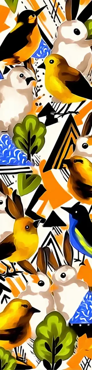 Free printable bunny and birds memphis bookmark