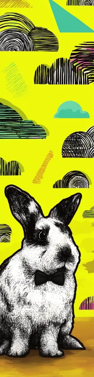 Free printable bunny on bright yellow bookmark