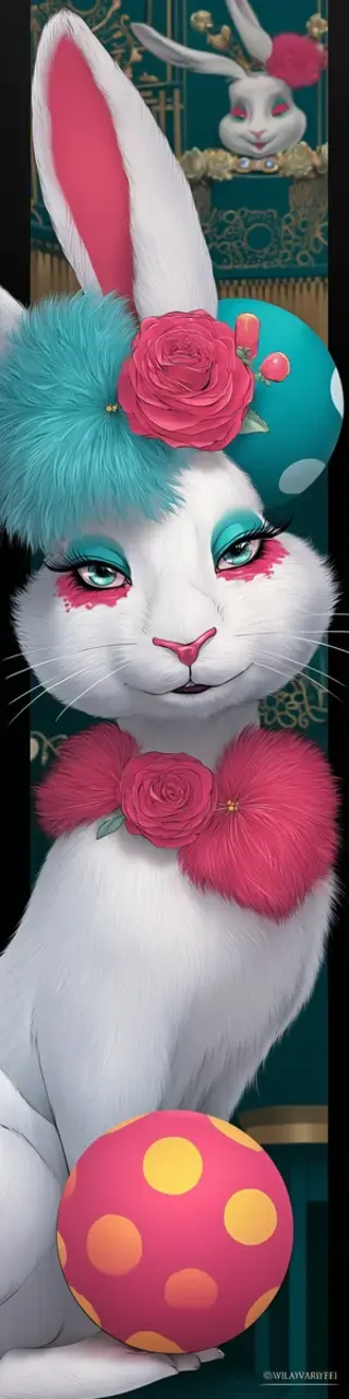 Free printable bunny with two Easter eggs bookmark