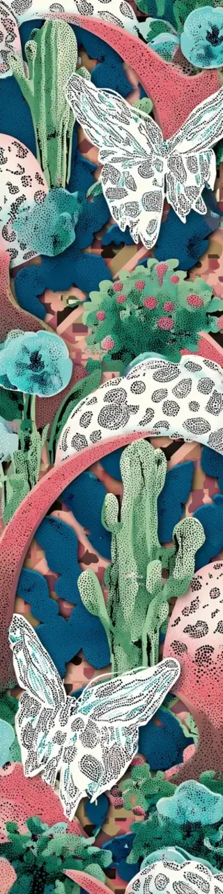 Free printable butterflies and cacti bookmark