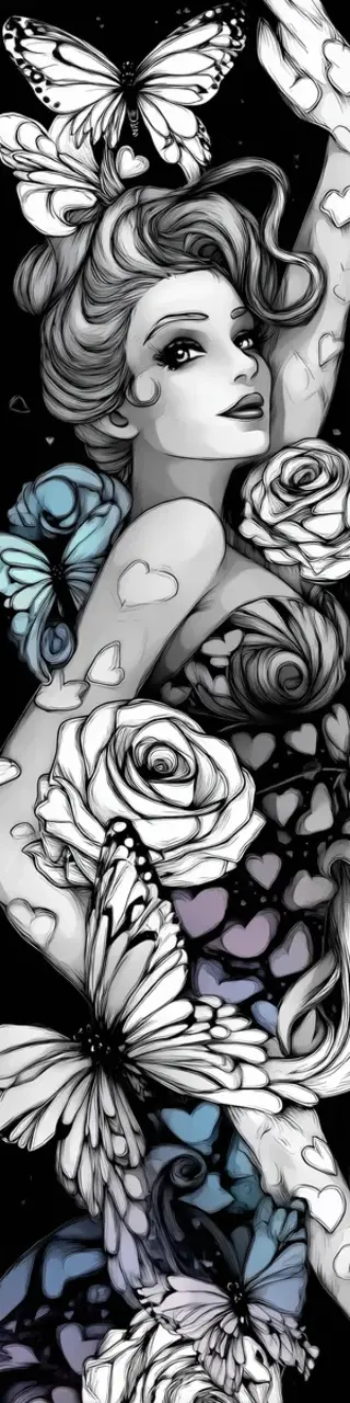 Free printable butterflies and woman coloring bookmark