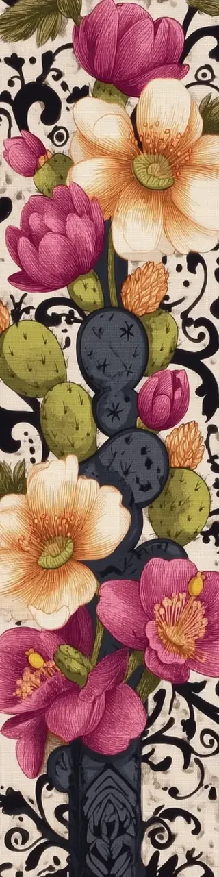 Free printable cactus and floral bookmark