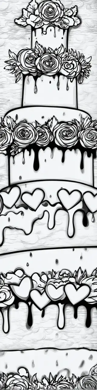 Free printable cake hearts coloring bookmark