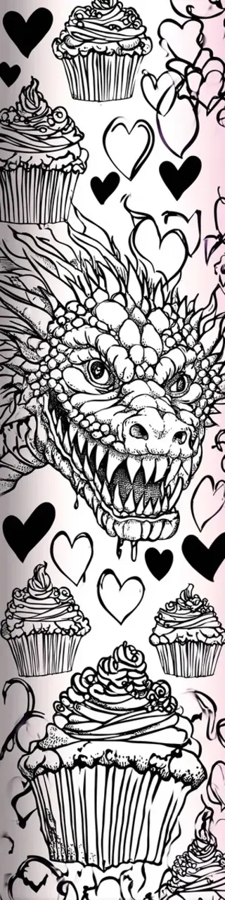 Free printable cake heart dragon bookmark