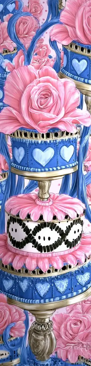 Free printable cake pile with hearts birthday bookmark