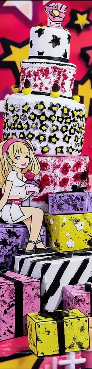 Free printable sitting girl with cakes bookmark