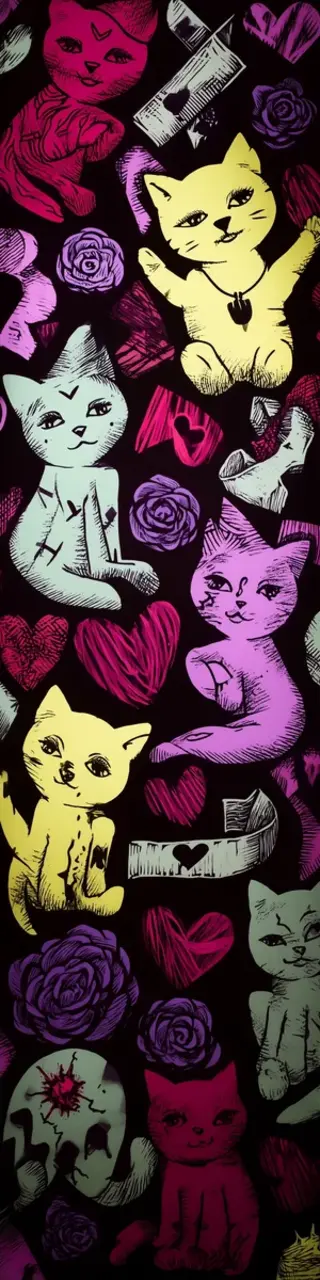 Free printable cartoon cats on black background bookmark