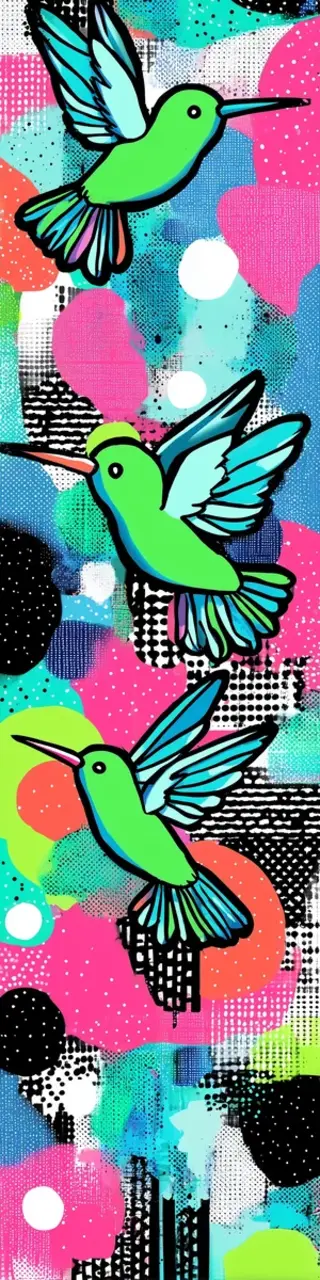 Free printable cartoon green hummingbirds bookmark