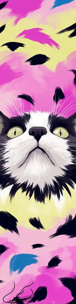 Free printable cat face neon bookmark