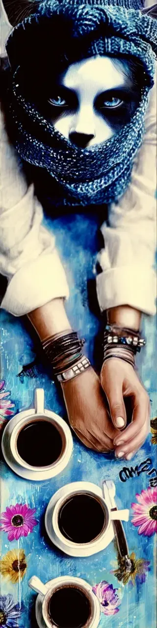 Free printable cat face wrapped coffees bookmark