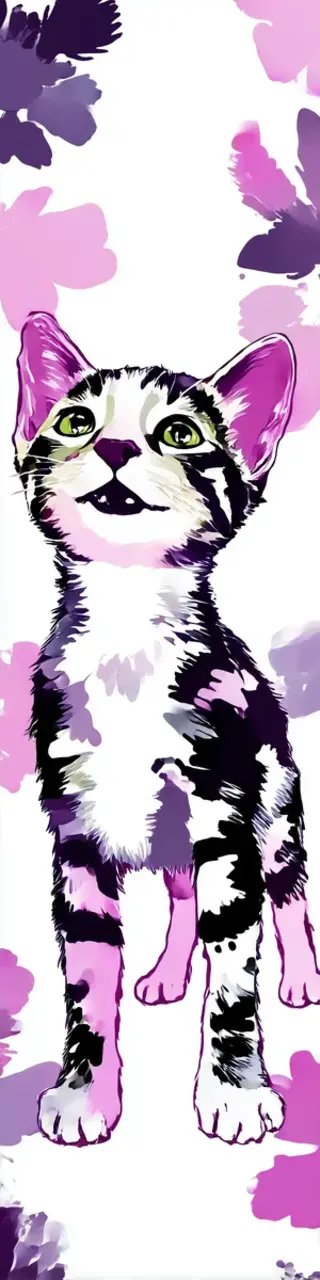 Free printable cat on white background bookmark