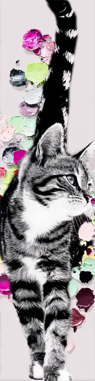 Free printable white cat walking bookmark