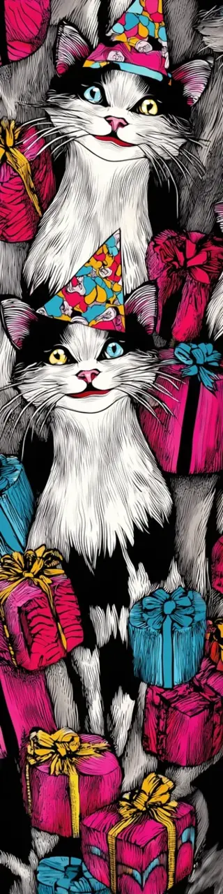 Free printable cats and birthday boxes bookmark