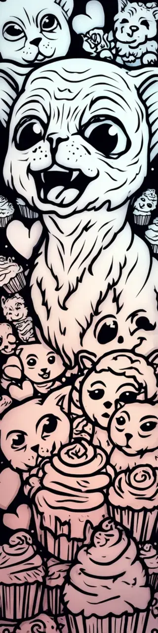 Free printable cats and cupcakes coloring bookmark