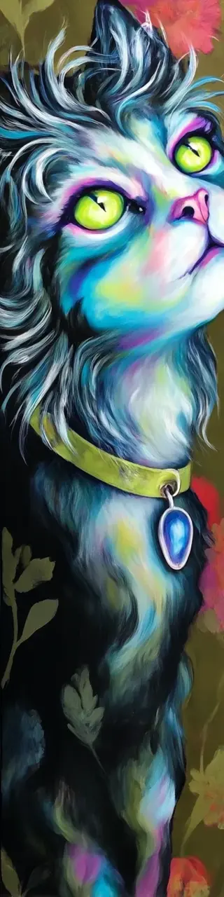 Free printable chalk drawn cat bookmark