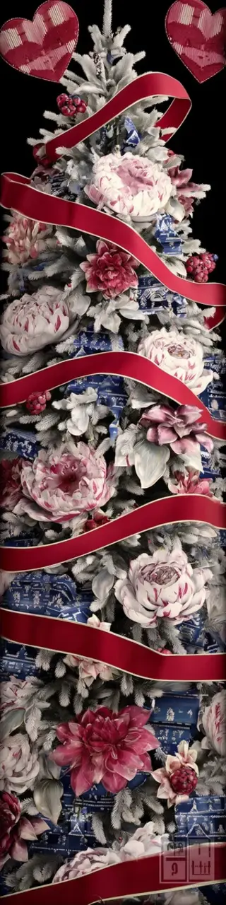 Free printable christmas tree red ribbon bookmark