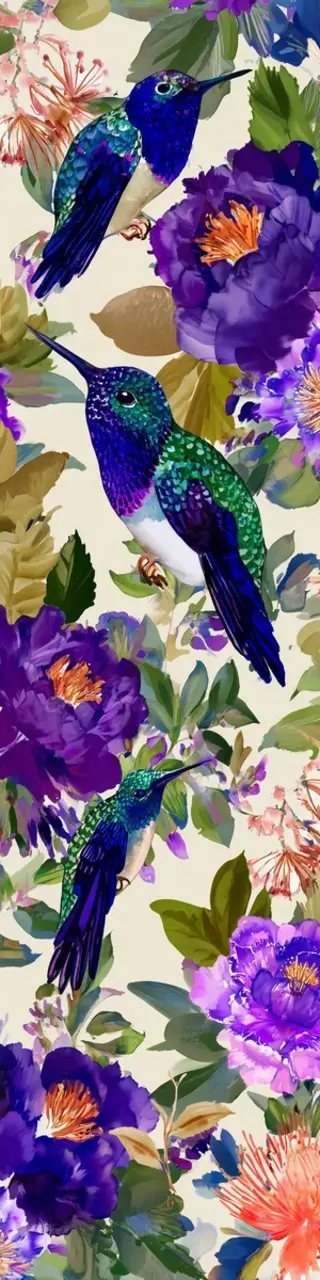 Free printable classy hummingbird and maximalist flowers bookmark