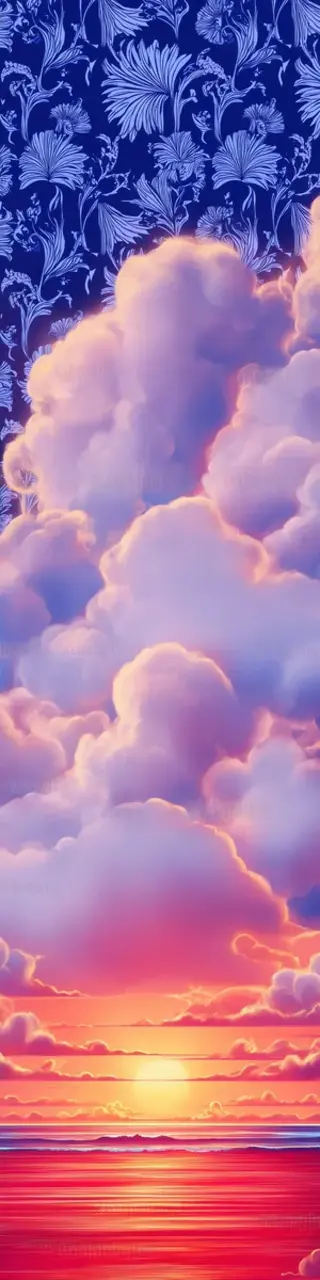 Free printable clouds over red sunset bookmark