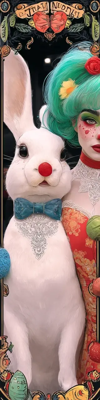 Free printable clown and bunny bookmark