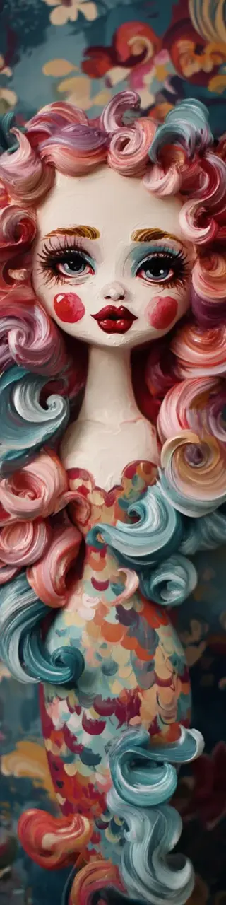 Free printable clown doll mermaid bookmark