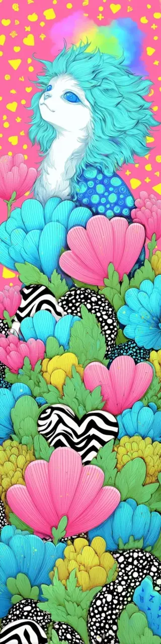 Free printable colorful cat coral bookmark