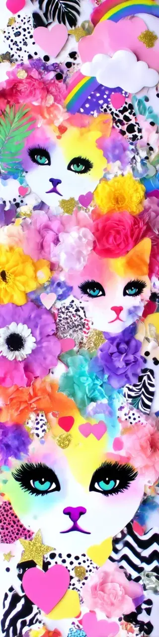 Free printable colorful cat faces abstract bookmark