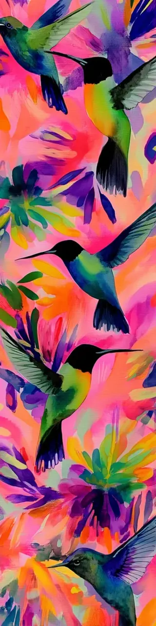 Free printable colorful bright hummingbirds bookmark