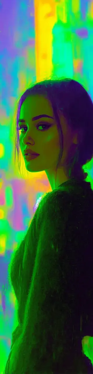 Free printable colorful lights behind woman thriller bookmark