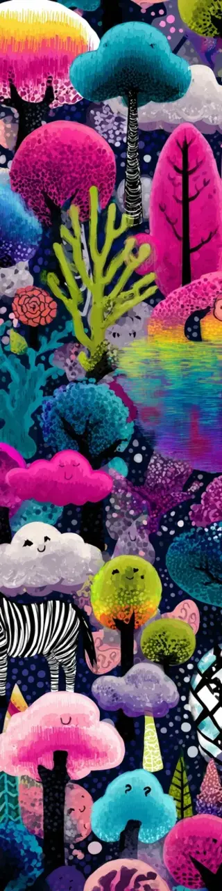 Free printable colorful trees bookmark