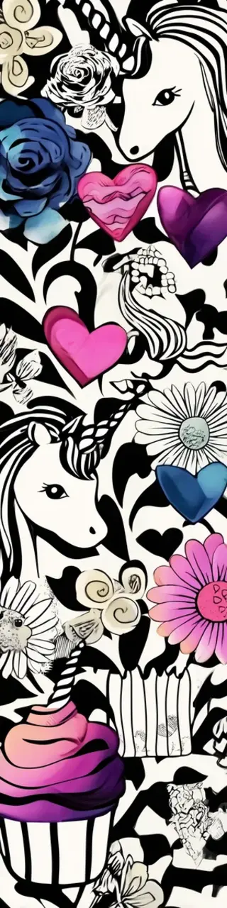 Free printable coloring cakes hearts unicorn bookmark