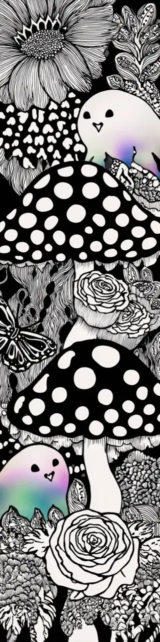 Free printable ghosts and mushrooms coloring bookmark