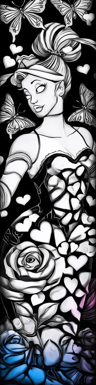 Free printable floral lady dress bookmark to color