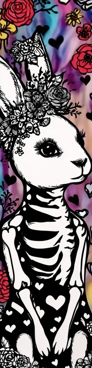 Free printable skeleton bunny bookmark to color