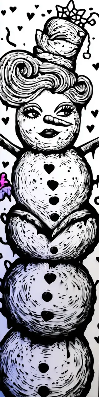 Free printable tall woman and snowman coloring bookmark