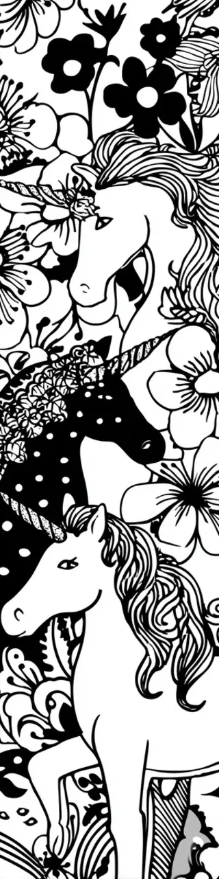 Free printable unicorns and flowers coloring bookmark