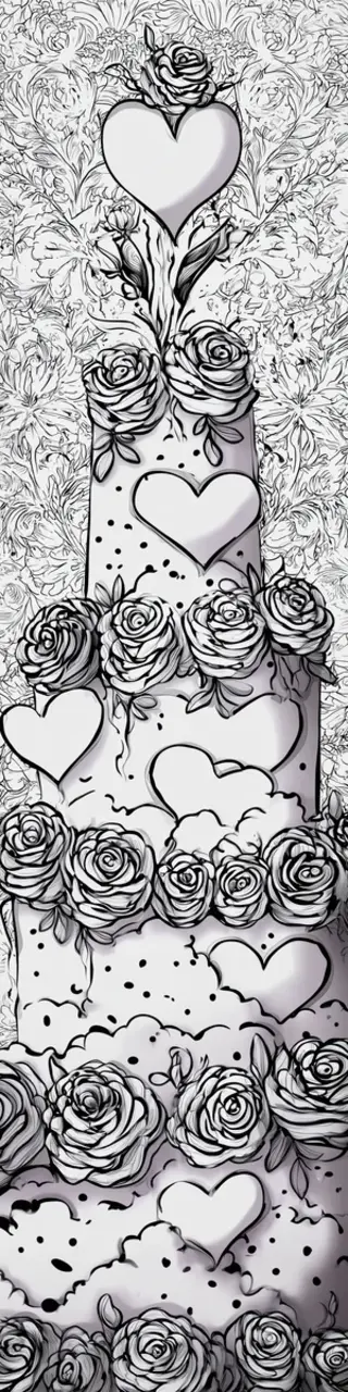 Free printable white hearts on cakes coloring bookmark