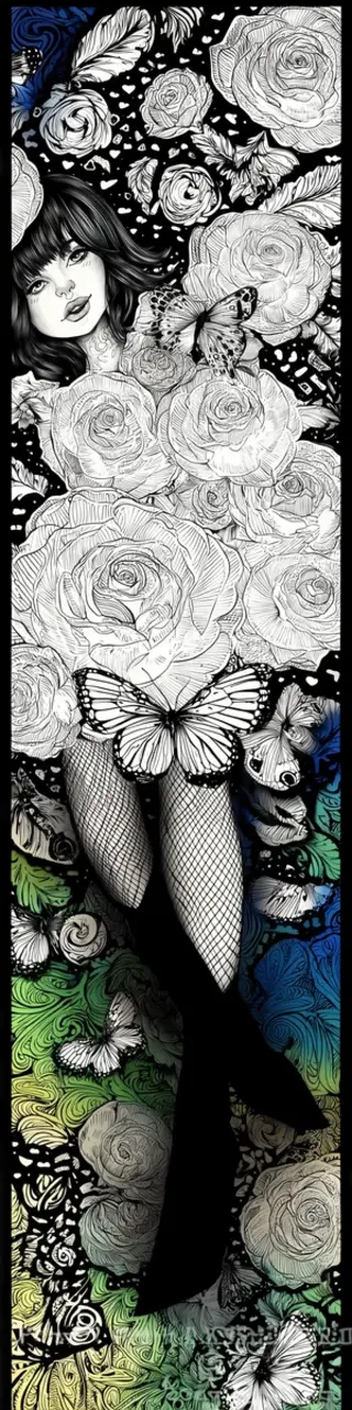 Free printable butterflies and flowers artistic coloring bookmark