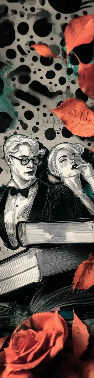 Free printable couple sitting dark academia bookmark