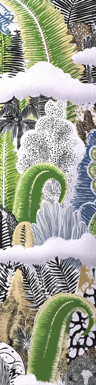 Free printable crawling pale tropical plants bookmark