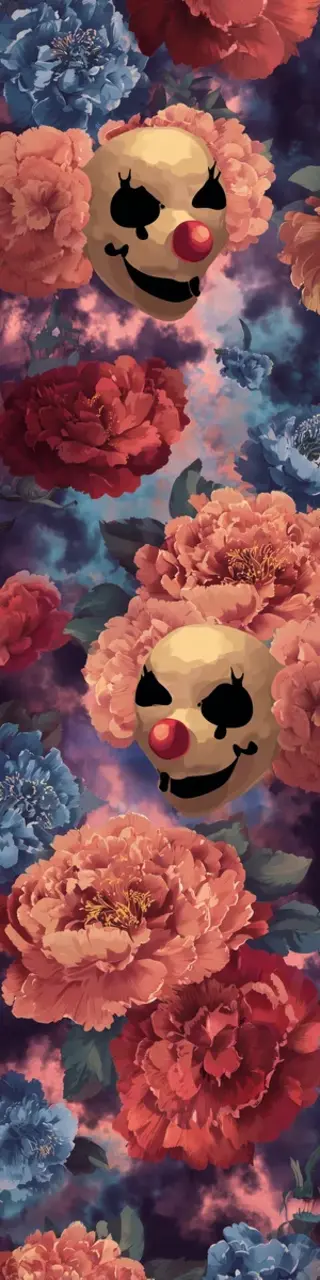 Free printable creepy clowns floral bookmark